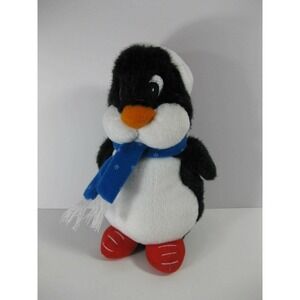 PENGUIN Geo-Pals Santa Hat Winter Scarf  Stuffed 9" Plush Chubby Cheeks TOY‎